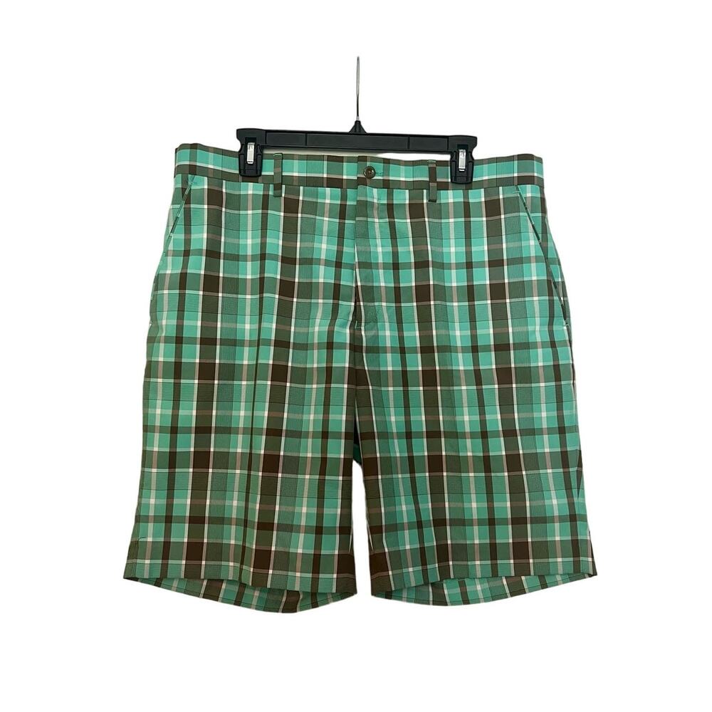 Men's Louis Raphael Plaid Golf Shorts Size 36 Waist Casual Flat Front